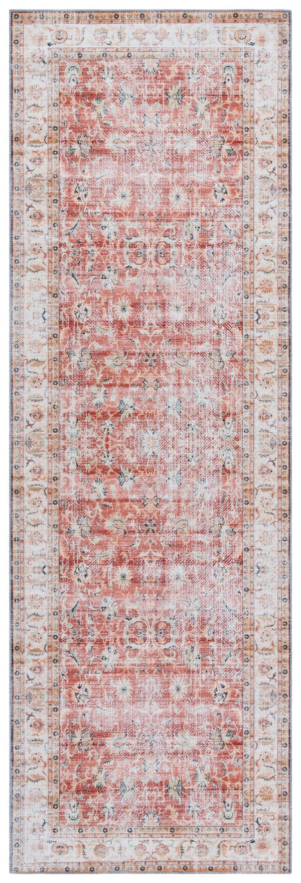 Safavieh Arizona Elegant Runner Rug For Hallways – Timeless Design, Washable, Slip-resistant, Classic Charm Rust ,Beige Polyester Arz207r-28