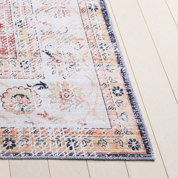 Safavieh Arizona Elegant Power Loomed Rug In Soothing Colors - Washable, Slip-resistant & Minimalist Design Rust ,Beige Polyester Arz207r-4