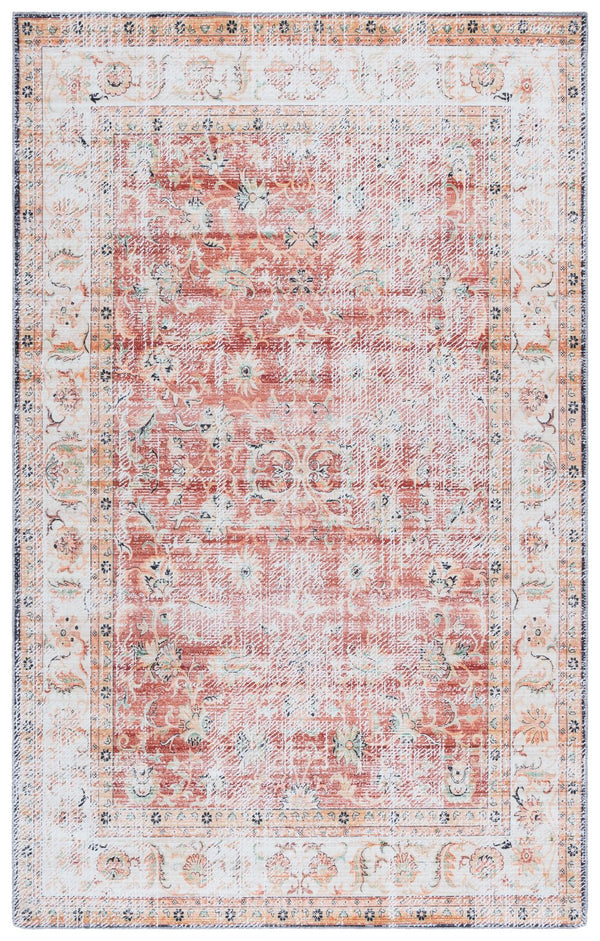 Safavieh Arizona Elegant Power Loomed Rug In Soothing Colors - Washable, Slip-resistant & Minimalist Design Rust ,Beige Polyester Arz207r-4