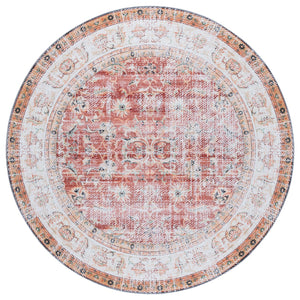 Safavieh Arizona Elegant Power Loomed Rug In Soothing Colors - Washable, Slip-resistant & Minimalist Design Rust ,Beige Polyester Arz207r-4