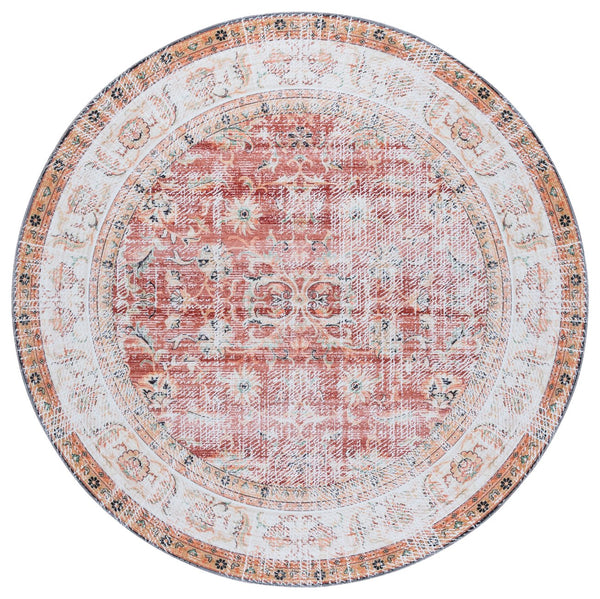 Safavieh Arizona Elegant Power Loomed Rug In Soothing Colors - Washable, Slip-resistant & Minimalist Design Rust ,Beige Polyester Arz207r-4