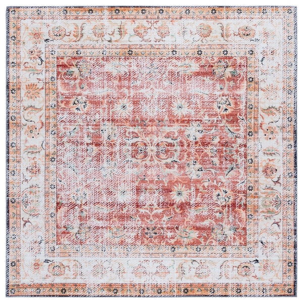 Safavieh Arizona Elegant Runner Rug For Hallways – Timeless Design, Washable, Slip-resistant, Classic Charm Rust ,Beige Polyester Arz207r-6sq