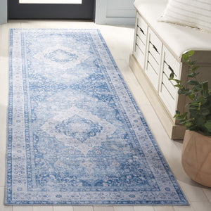 Safavieh Arizona 6ft Round Area Rug In Light Blue & Blue - Elegant Traditional Design With Medallion Pattern Light Blue ,Blue Polyester Arz211m-6r