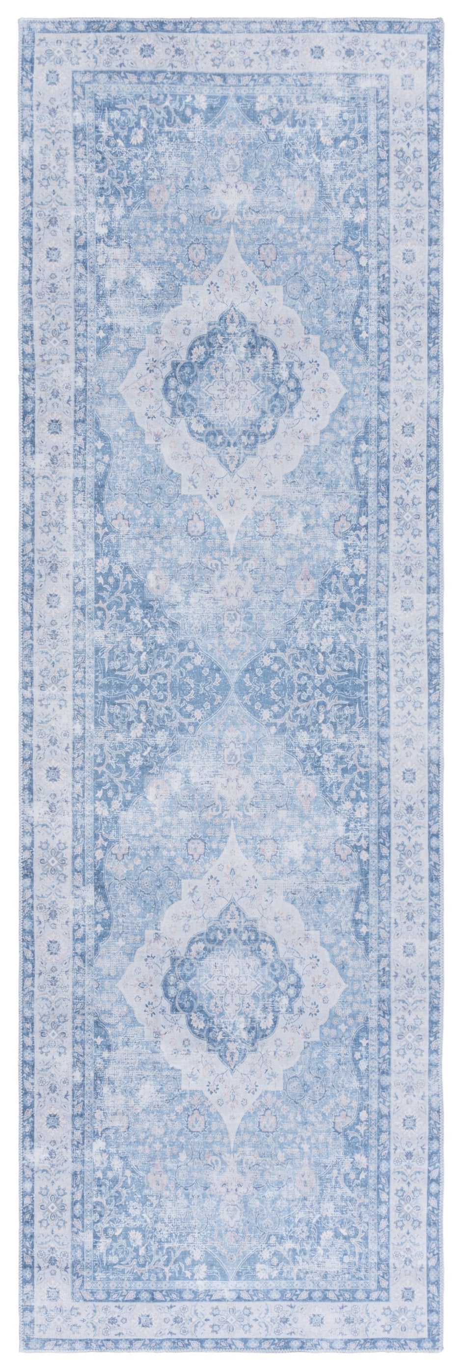 Safavieh Arizona 6ft Round Area Rug In Light Blue & Blue - Elegant Traditional Design With Medallion Pattern Light Blue ,Blue Polyester Arz211m-6r