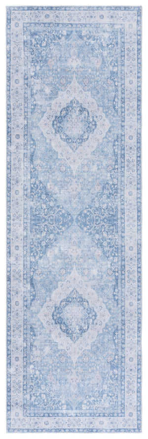 Safavieh Arizona 6ft Round Area Rug In Light Blue & Blue - Elegant Traditional Design With Medallion Pattern Light Blue ,Blue Polyester Arz211m-6r