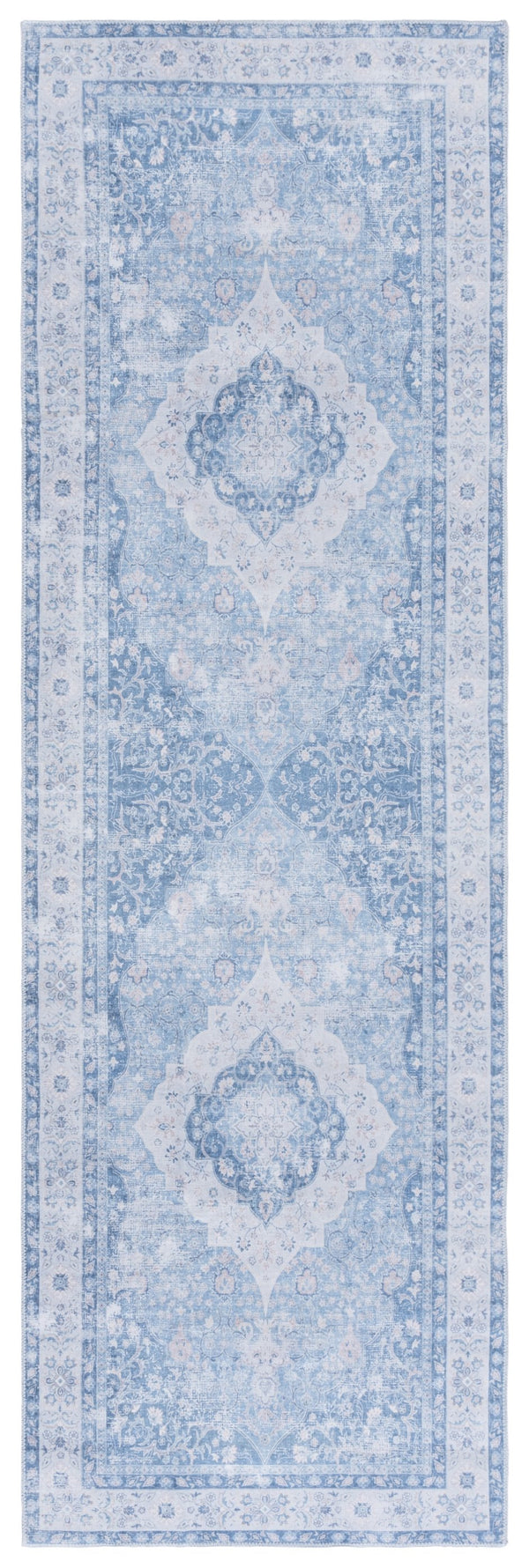 Safavieh Arizona 6ft Round Area Rug In Light Blue & Blue - Elegant Traditional Design With Medallion Pattern Light Blue ,Blue Polyester Arz211m-6r