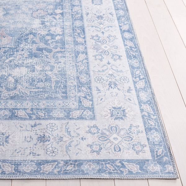 Safavieh Arizona 6ft Round Area Rug In Light Blue & Blue - Elegant Traditional Design With Medallion Pattern Light Blue ,Blue Polyester Arz211m-6r