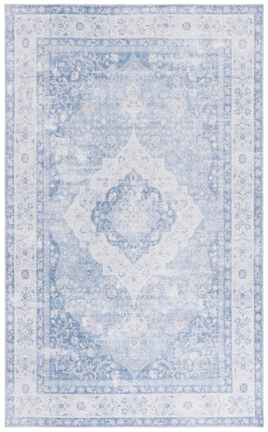 Safavieh Arizona 6ft Round Area Rug In Light Blue & Blue - Elegant Traditional Design With Medallion Pattern Light Blue ,Blue Polyester Arz211m-6r