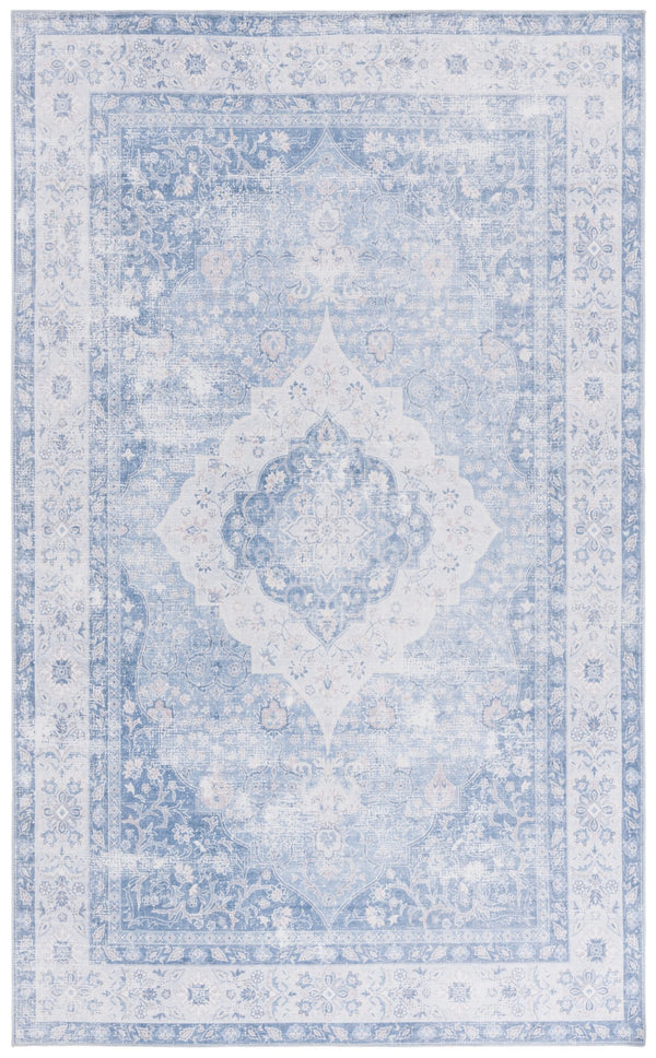 Safavieh Arizona 6ft Round Area Rug In Light Blue & Blue - Elegant Traditional Design With Medallion Pattern Light Blue ,Blue Polyester Arz211m-6r