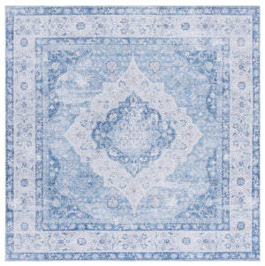Safavieh Arizona 6ft Round Area Rug In Light Blue & Blue - Elegant Traditional Design With Medallion Pattern Light Blue ,Blue Polyester Arz211m-6r