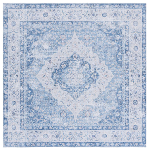 Safavieh Arizona 6ft Round Area Rug In Light Blue & Blue - Elegant Traditional Design With Medallion Pattern Light Blue ,Blue Polyester Arz211m-6r