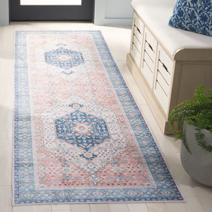 Safavieh Arizona Round Area Rug In Warm Rust & Aqua - Traditional Elegance, Durable & Washable Design, 6ft Rust ,Aqua Polyester Arz214p-6r