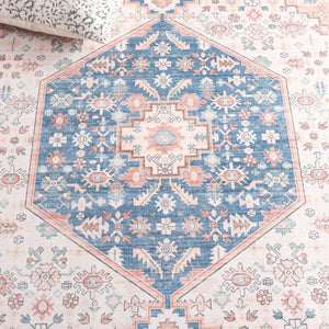 Safavieh Arizona 214 Power Loomed Traditional Rug Rust / Aqua Polyester