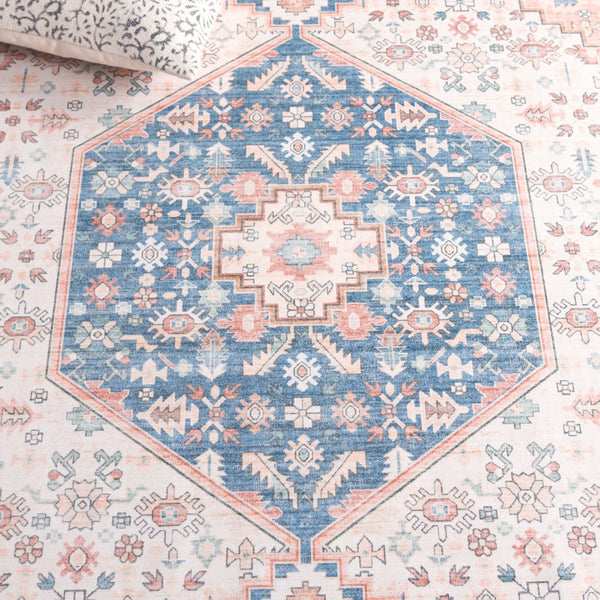 Safavieh Arizona 214 Power Loomed Traditional Rug Rust / Aqua Polyester