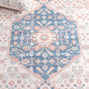 Safavieh Arizona Round Area Rug In Warm Rust & Aqua - Traditional Elegance, Durable & Washable Design, 6ft Rust ,Aqua Polyester Arz214p-6r