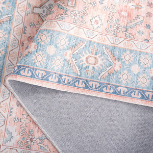 Safavieh Arizona Round Area Rug In Warm Rust & Aqua - Traditional Elegance, Durable & Washable Design, 6ft Rust ,Aqua Polyester Arz214p-6r