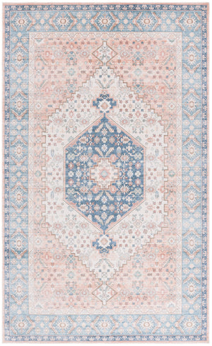 Safavieh Arizona Round Area Rug In Warm Rust & Aqua - Traditional Elegance, Durable & Washable Design, 6ft Rust ,Aqua Polyester Arz214p-6r