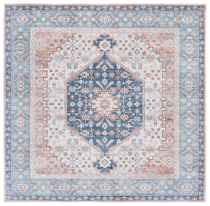 Safavieh Arizona Round Area Rug In Warm Rust & Aqua - Traditional Elegance, Durable & Washable Design, 6ft Rust ,Aqua Polyester Arz214p-6r
