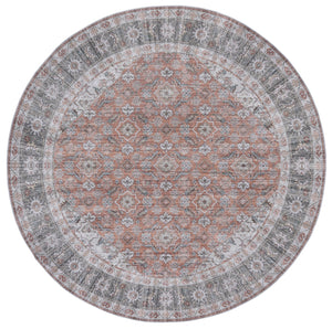 Safavieh Arizona Round Area Rug 6' X 6' In Rust & Olive - Timeless Elegance, Soft Touch, Easy Care & Slip-resistant Rust ,Olive Polyester Arz215p-6r
