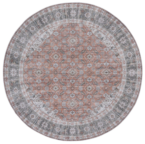 Safavieh Arizona Round Area Rug 6' X 6' In Rust & Olive - Timeless Elegance, Soft Touch, Easy Care & Slip-resistant Rust ,Olive Polyester Arz215p-6r