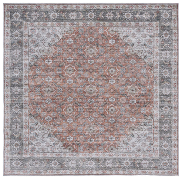 Safavieh Arizona Round Area Rug 6' X 6' In Rust & Olive - Timeless Elegance, Soft Touch, Easy Care & Slip-resistant Rust ,Olive Polyester Arz215p-6r