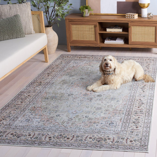 Safavieh Arizona Elegant Traditional Runner Rug - Durable, Washable, Slip-resistant For Hallways And Spaces Light Green ,Beige Polyester Pile Arz222y-3