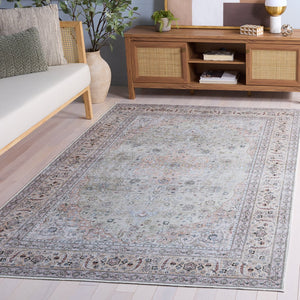 Safavieh Arizona Elegant Traditional Runner Rug - Durable, Washable, Slip-resistant For Hallways And Spaces Light Green ,Beige Polyester Pile Arz222y-3