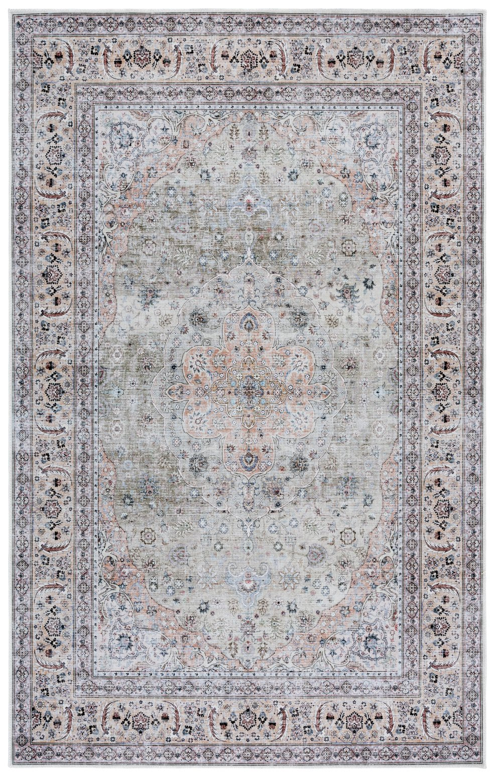 Safavieh Arizona Elegant Traditional Runner Rug - Durable, Washable, Slip-resistant For Hallways And Spaces Light Green ,Beige Polyester Pile Arz222y-3