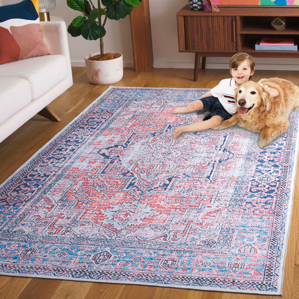 Safavieh Arizona 223 Power Loomed Traditional Rug Rust / Navy Polyester Pile