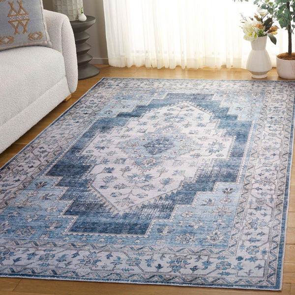Safavieh Arizona 236 Power Loomed Traditional Rug Grey / Blue Polyester