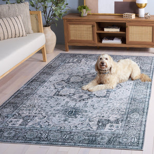 Safavieh Arizona Elegant Grey/Green Area Rug – 5x8 Durable, Washable, Slip Resistant For Stylish Spaces Grey ,Grey Polyester Arz237f-5