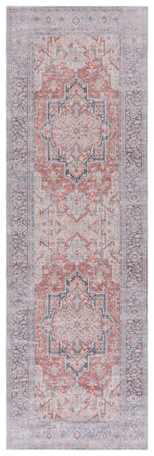Safavieh Arizona Round Area Rug In Rust & Blue — Low-Profile, Durable Polyester With Slip-Resistant Backing And Easy Care 6'-0" x 6'-0" ARZ238P-6R
