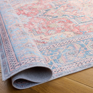 Safavieh Arizona Elegant Rust And Blue Oriental Area Rug, Low‑Profile Washable Polyester, Stain‑Resistant Comfort 4'-0" x 6'-0" ARZ238P-4