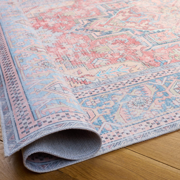Safavieh Arizona Low-Profile Traditional Area Rug In Rust And Blue — Durable, Stain-Resistant Polyester Design 3'-0" x 5'-0" ARZ238P-3