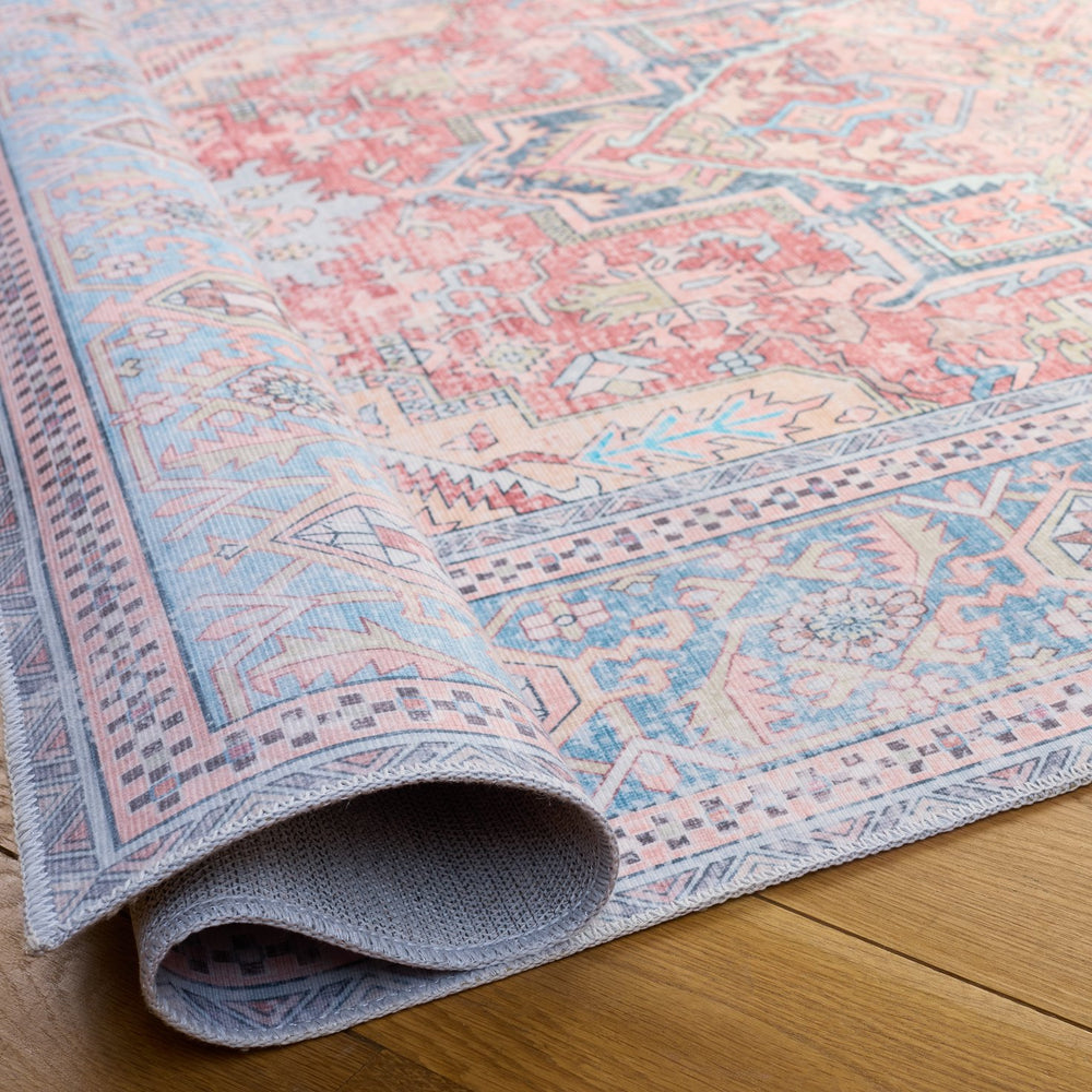Safavieh Arizona Square Rust And Blue Oriental-Inspired Area Rug — Soft Polyester, Slip-Resistant Backing, Easy Care 6'-0" x 6'-0" ARZ238P-6SQ