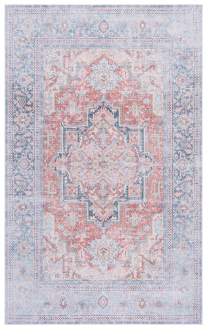 Safavieh Arizona Square Rust And Blue Oriental-Inspired Area Rug — Soft Polyester, Slip-Resistant Backing, Easy Care 6'-0" x 6'-0" ARZ238P-6SQ