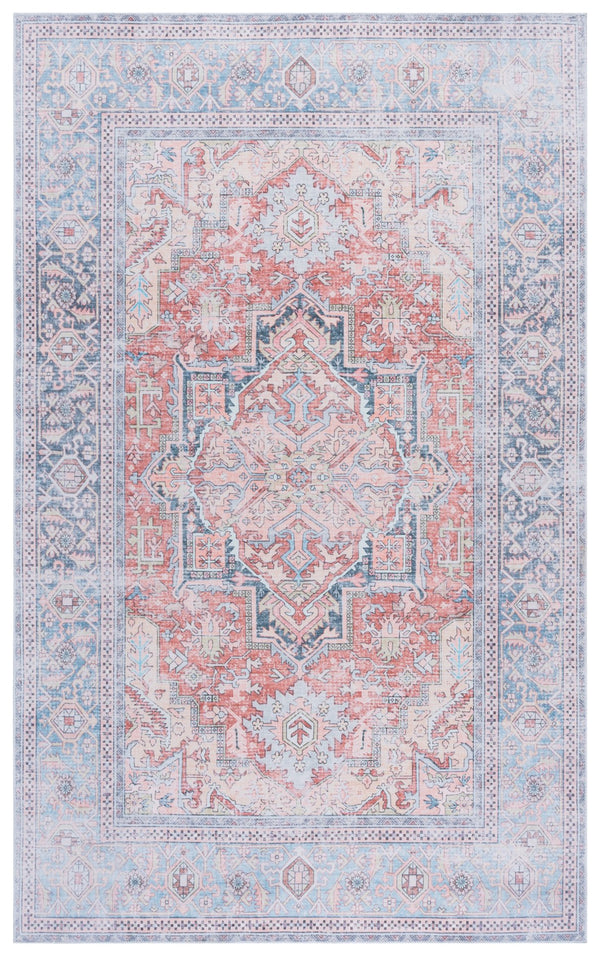 Safavieh Arizona Round Area Rug In Rust & Blue — Low-Profile, Durable Polyester With Slip-Resistant Backing And Easy Care 6'-0" x 6'-0" ARZ238P-6R