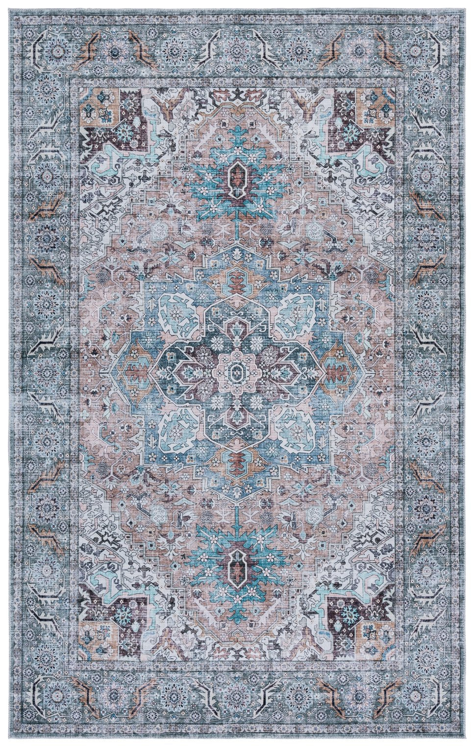 Safavieh Arizona Elegant Traditional Area Rug - Stylish Power-loomed Design For Modern Home Decor And Safety Copper ,Green Polyester Pile Arz239t-3