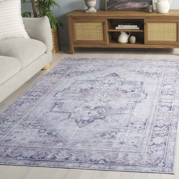 Safavieh Arizona Power Loomed Area Rug - Elegant Ivory And Grey Design, Durable, Washable, Slip Resistant Ivory ,Grey Polyester Arz245a-5