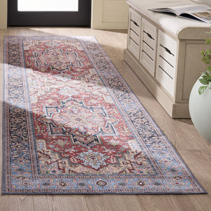 Safavieh Arizona Rust And Blue Oriental-Inspired Area Rug, 8X10 Washable Polyester With Slip-Resistant Backings 9'-0" x 12'-0" ARZ300P-9