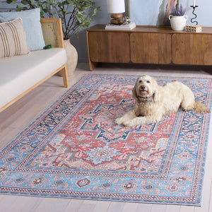 Safavieh Arizona Runner In Rust And Blue Tones — Power-Loomed Low-Profile Hallway Rug With Washable, Slip-Resistant Backing For Durable, Classic Style And Easy Care 2'-6" x 8'-0" ARZ300P-28