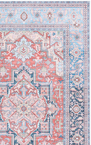 Safavieh Arizona Square Area Rug Rust And Blue Power-Loomed Polyester—Traditional Oriental Look, Washable, Slip-Resistant 6'-0" x 6'-0" ARZ300P-6SQ
