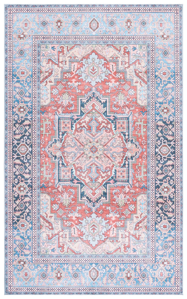 Safavieh Arizona Rust And Blue Oriental-Inspired Area Rug, 8X10 Washable Polyester With Slip-Resistant Backings 9'-0" x 12'-0" ARZ300P-9
