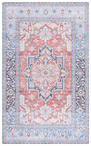 Safavieh Arizona Traditional Rust And Blue Area Rug — Power-Loomed Polyester, Slip-Resistant, Washable Finish 6'-0" x 9'-0" ARZ300P-6