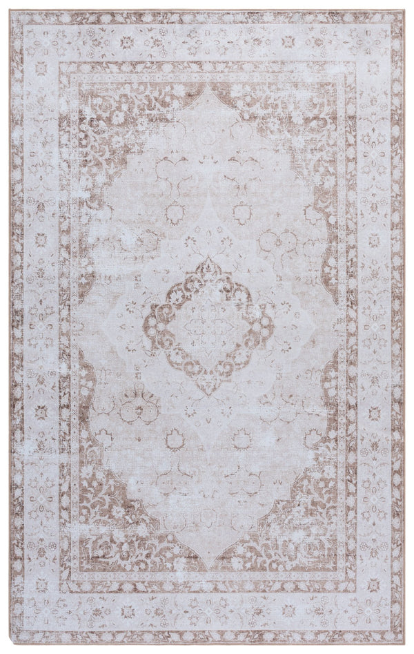 Safavieh Arizona Medallion Area Rug In Beige & Light Taupe — Low-Profile, Durable Polyester, Easy-Care Elegance 6'-0" x 9'-0" ARZ301B-6