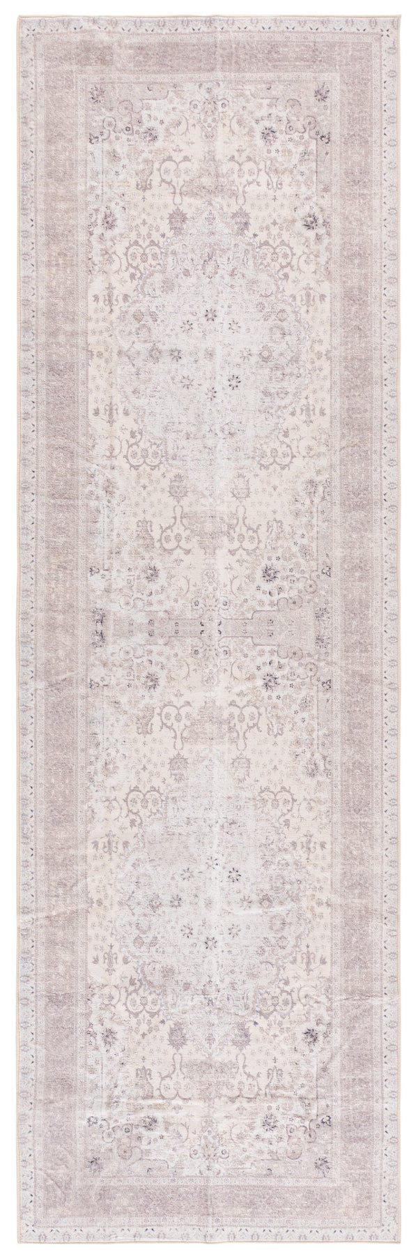 Safavieh Arizona Round Ivory & Beige Floral Area Rug — Low-Profile Polyester Pile, Power-Loomed Durability 6'-0" x 6'-0" ARZ302A-6R