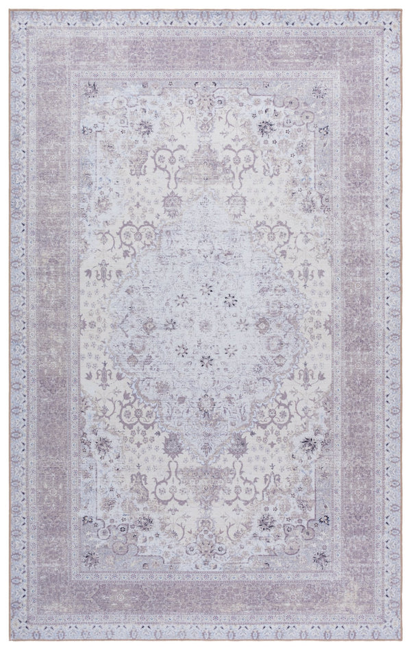 Safavieh Arizona Round Ivory & Beige Floral Area Rug — Low-Profile Polyester Pile, Power-Loomed Durability 6'-0" x 6'-0" ARZ302A-6R