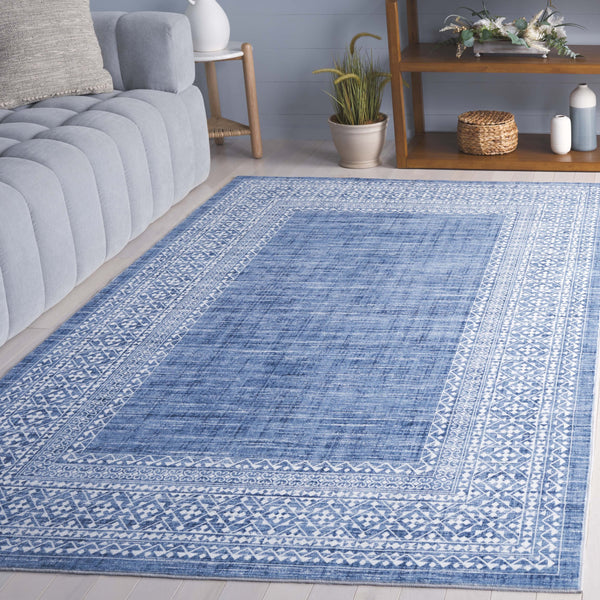 Safavieh Arizona 6' Round Area Rug In Blue & Ivory - Elegant Traditional Design, Washable, Slip-resistant Comfort Blue ,Ivory Polyester Arz303m-6r