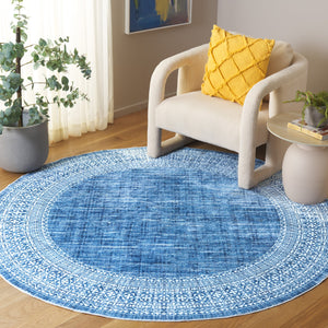 Safavieh Arizona 6' Round Area Rug In Blue & Ivory - Elegant Traditional Design, Washable, Slip-resistant Comfort Blue ,Ivory Polyester Arz303m-6r