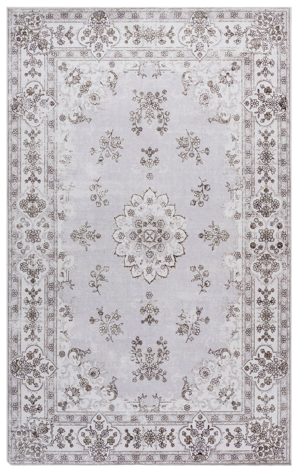 Safavieh Arizona Timeless Beige And Ivory Floral Rug — Low-Profile Polyester Power-Loomed, Washable, Slip-Resistant 4'-0" x 6'-0" ARZ304B-4